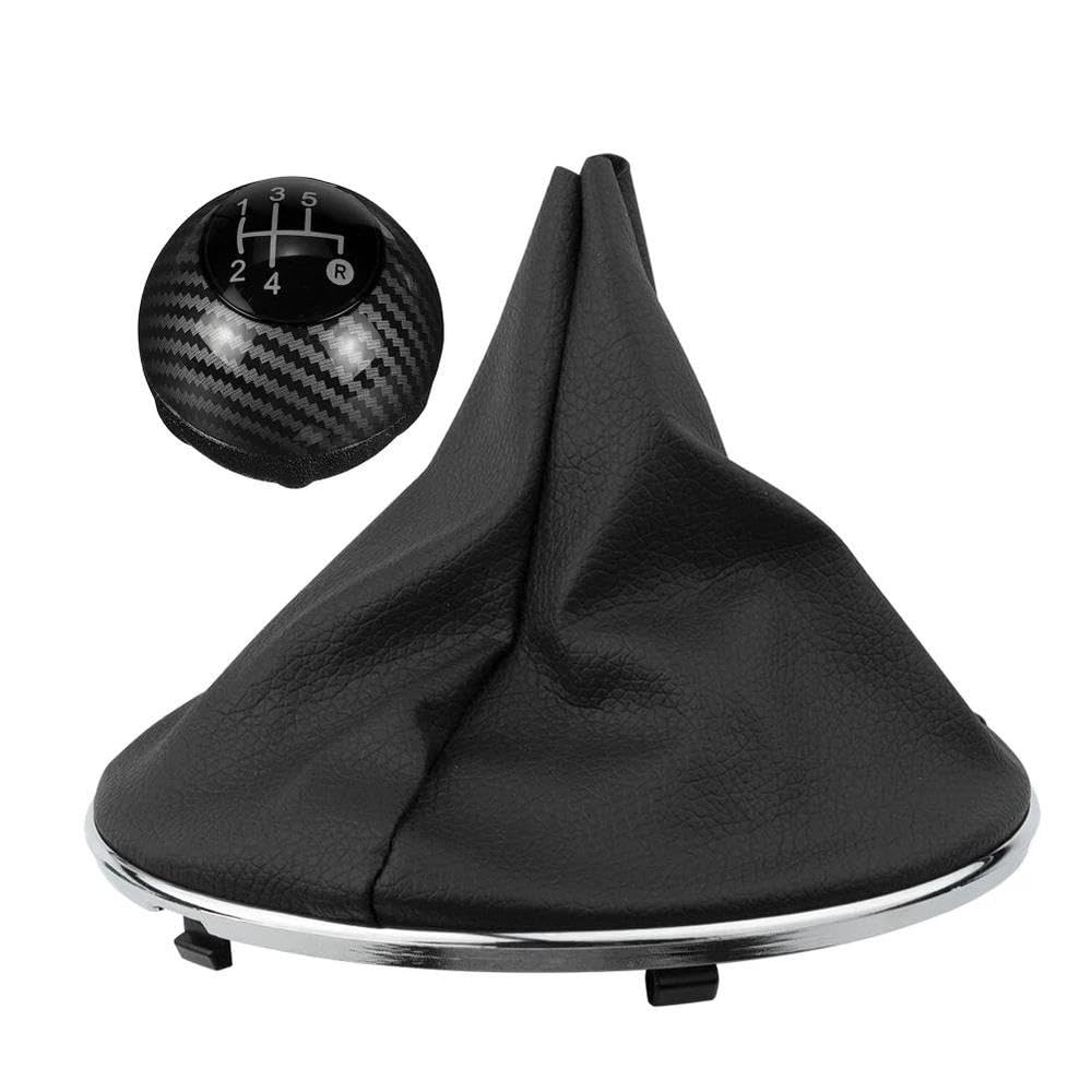 POANBCGY Shift Ball Joint 5 Speed Gear Shift Shifter Knob Head Ball Stick Cover Boot Gaiter for Fiat 500 2012-2018 Black Carbon Fiber Style