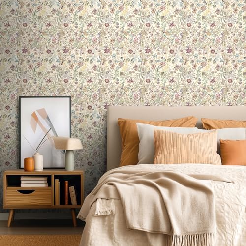 Kalafona Vintage Floral Peel and Stick Wallpaper – Elegant Botanical Floral Removable Wall Paper, Renter Friendly Self Adhesive Wallpaper for Bedroom, Bathroom, Kitchen & Cabinets Decor 17.3"x118" — view 4