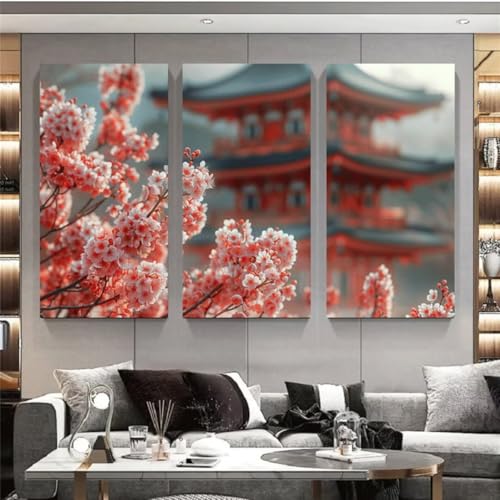 Diamond painting complet 5d bâtiment rouge, kit de broderie pour déco 60x120 cm