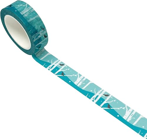 Miniatura 2 de allydrew Hermoso paisaje washi cinta de enmascarar, 0.591 in x 32.8 ft, pájaros en bosque azul