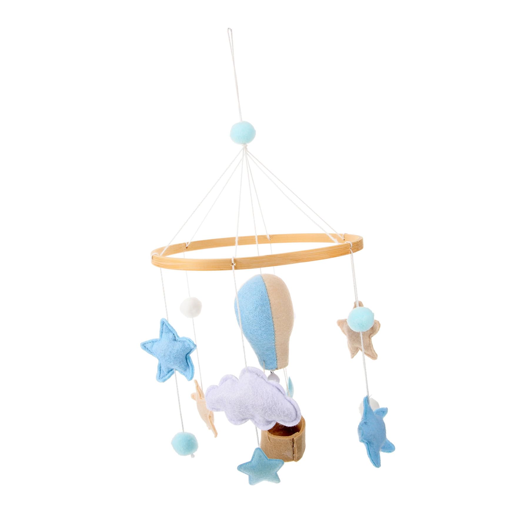 KOMBIUDA Crib Mobile Cloud Balloon Design Felt Balls Decor Baby Bed Hanging Ornament Elegant Nursery Decor