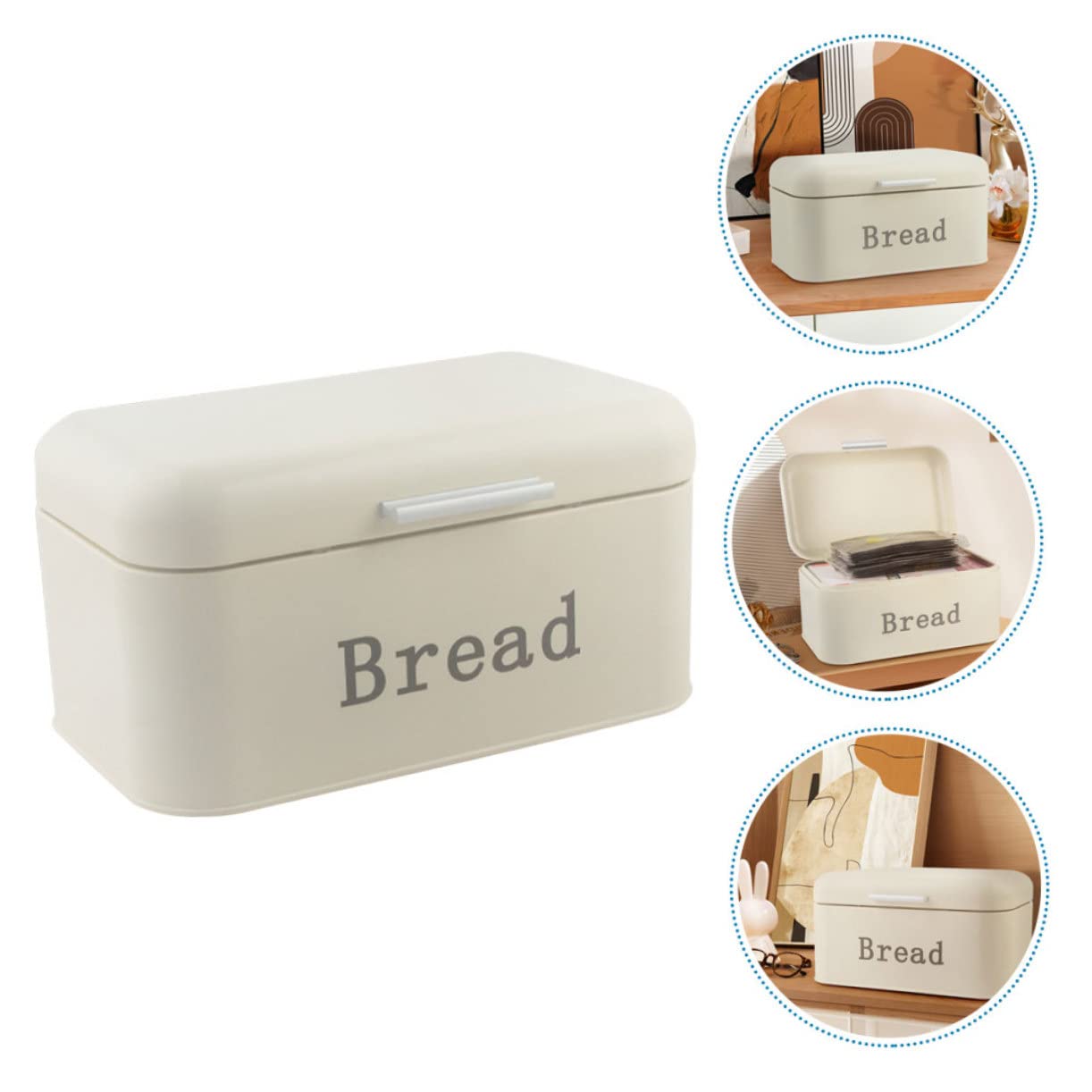 DECHOUS Caja de Pan y Prevención de Humedad para Organización de Cocina de Metal Beige Tapa Abatible Recipiente para Almacenar Pan en Encimera