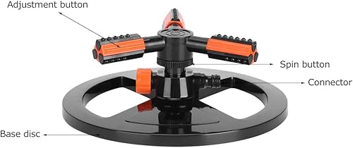 Miniatura 3 de Aspersor de jardín, estable y duradero, ángulo ajustable, ahorro de agua, conveniente para regar el césped, regar flores, enfriamiento de techo para