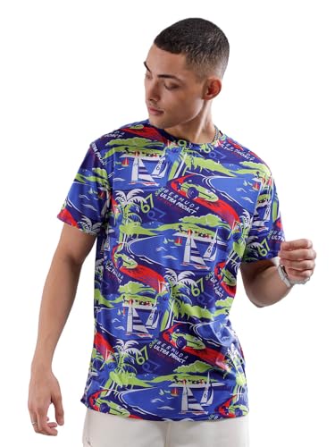 Image of The Indian Garage Co Men Slim Fit Printed Round Neck Tshirt