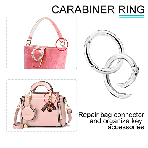 image for CooBigo 10Pack 1 Inch Metal Spring O Rings Clip Keychain, Round Carabi