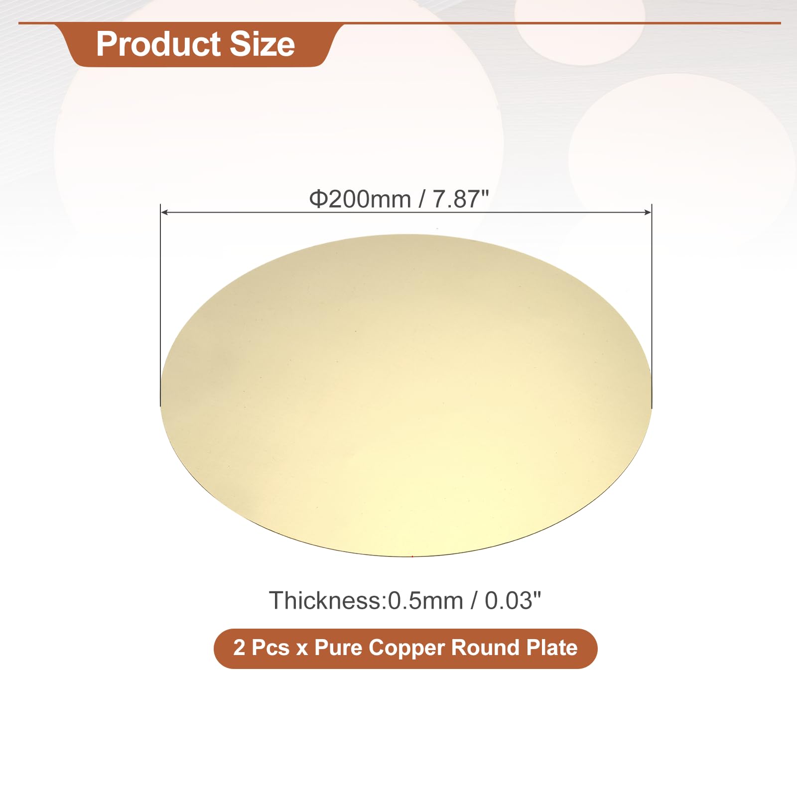QUARKZMAN 2 Pcs Plaque Ronde En Laiton, 200mm(7.87") Dia Feuilles Cuivre naturel, 0.5mm H62 Feuille Metal En Laiton Pour, DIY, Reparations Electriques, Usage Industriel, Estampage Metal