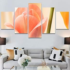 SIGNWIN 5 Panel Canvas Wall Art Yellow Petal...