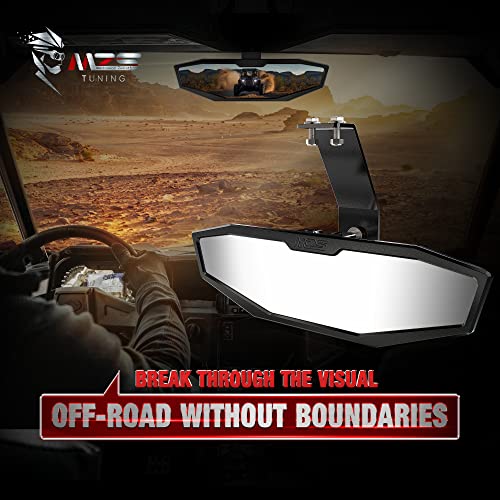 Image of MZS Aluminum UTV Center Rear View Mirror, Maverick Trail Rrarview Mirror Adjustable Black Compatible with 2018-2026 Maverick Trail and Sport / 2021-2026 Commander /MAX Accessories 715004924 715003638