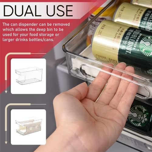 Fridge Can Dispenser Rack - Kitchen Cupboard Organiser - Fridge Can Organisers - Rolling Can Dispenser Fridge Storage - Drinks Can Dispenser for Fridge - Kitchen Cupboard Storage to Save Space (White)