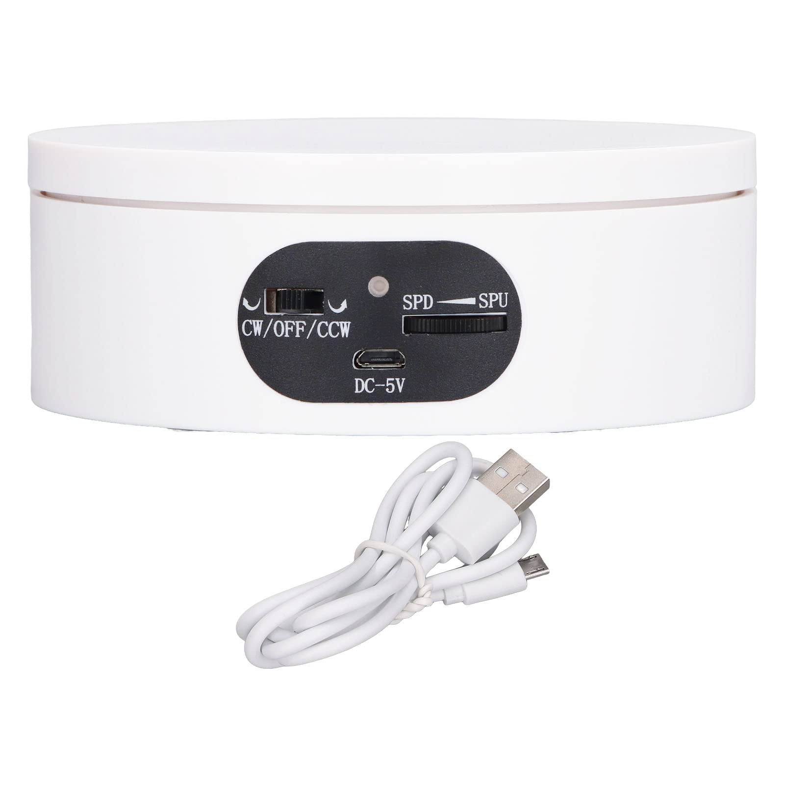 Jerliflyer White Motorized 360 Degree Rotating Display Stand 5.5lb Load Capacity Turntable (12cm)