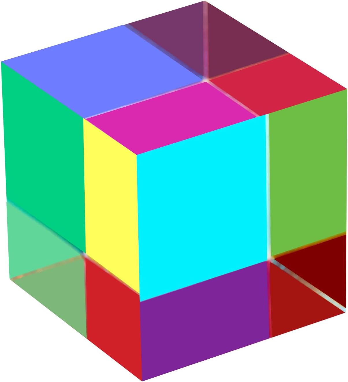 - CMY Color Cube, 3.15 inch (80mm) Mixing Color Cube, Colorful Acrylic Prism for Home or Office Desktop Decoration, Science Learning Physic Toys Educational Gifts for Kids…