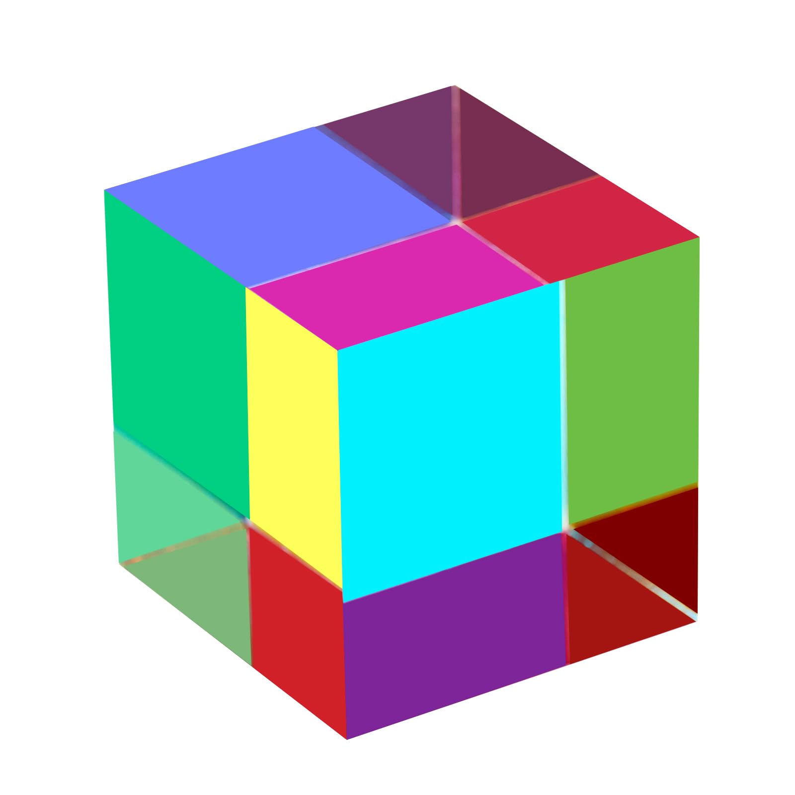 CMY - Cubo de mezcla de colores, 3.15 pulgadas (80 mm) de acrílico para , prisma para educación física, aprendizaje y decoración , juguetes científicos y regalos para niños