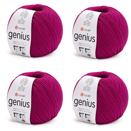 Image of YarnArt Genius Soft Cotton Blend Yarn, 4 Pack (1.76 oz / 174 Yds)
