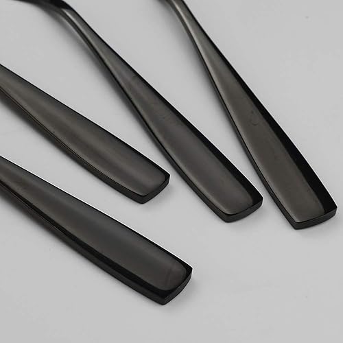 Miniatura 2 de Teyyvn Tenedor de postre de 16 piezas, tenedor de 3 dientes de acero inoxidable, tenedores para aperitivos, negro