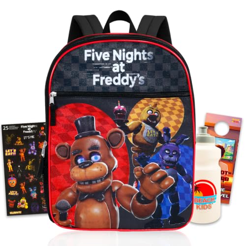 Five Nights at Freddy's Mochila para meninos – Pacote com mochila escolar FNAF para crianças plus adesivos, garrafa de água, mais conjunto de mochila para crianças, adolescentes
