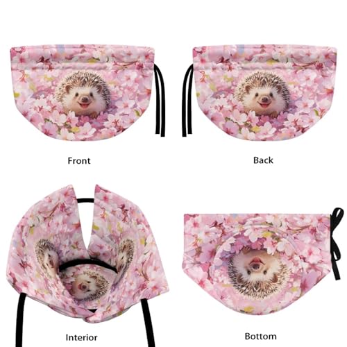 Image of Hedgehog Print Teapot Dust Cover Cherry Blossom Print Tea Cosy for Teapot Insulated Breakfast Warmer Drawstring Design Keep Warm Kitchen Decorations, Pink