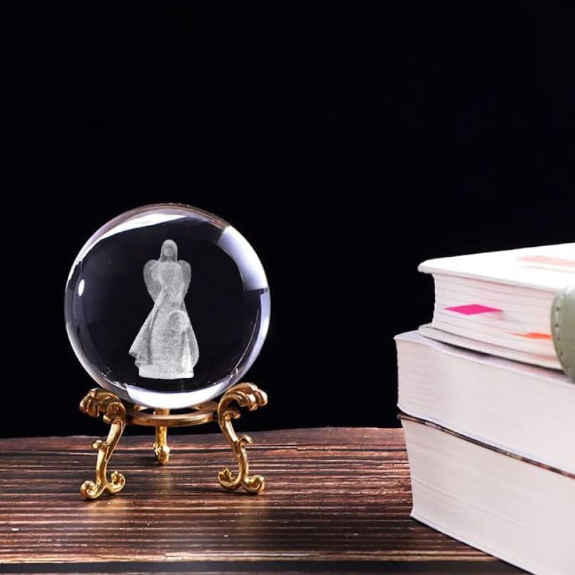 Miniatura 3 de vskikris Regalo decorativo de Navidad - Bola de cristal de lobo y ángel para decoración de mesa del hogar