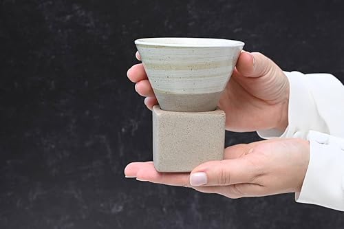 Miniatura 4 de Taza de café con forma de embudo de cono de base, taza de cerámica retro, taza de té de cerámica, latte japonés, taza de café de porcelana única,