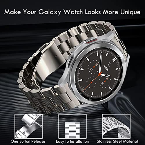 Olytop Galaxy Watch 4 Bands 44Mm 40Mm & Classic 42Mm/46Mm, Galaxy Watch 5 Bands Pro 45Mm, 20Mm Metal Stainless Steel Replacement Strap Men Women For Samsung Galaxy Watch 5/4/3 41M/Active 2, Silver #TOP1