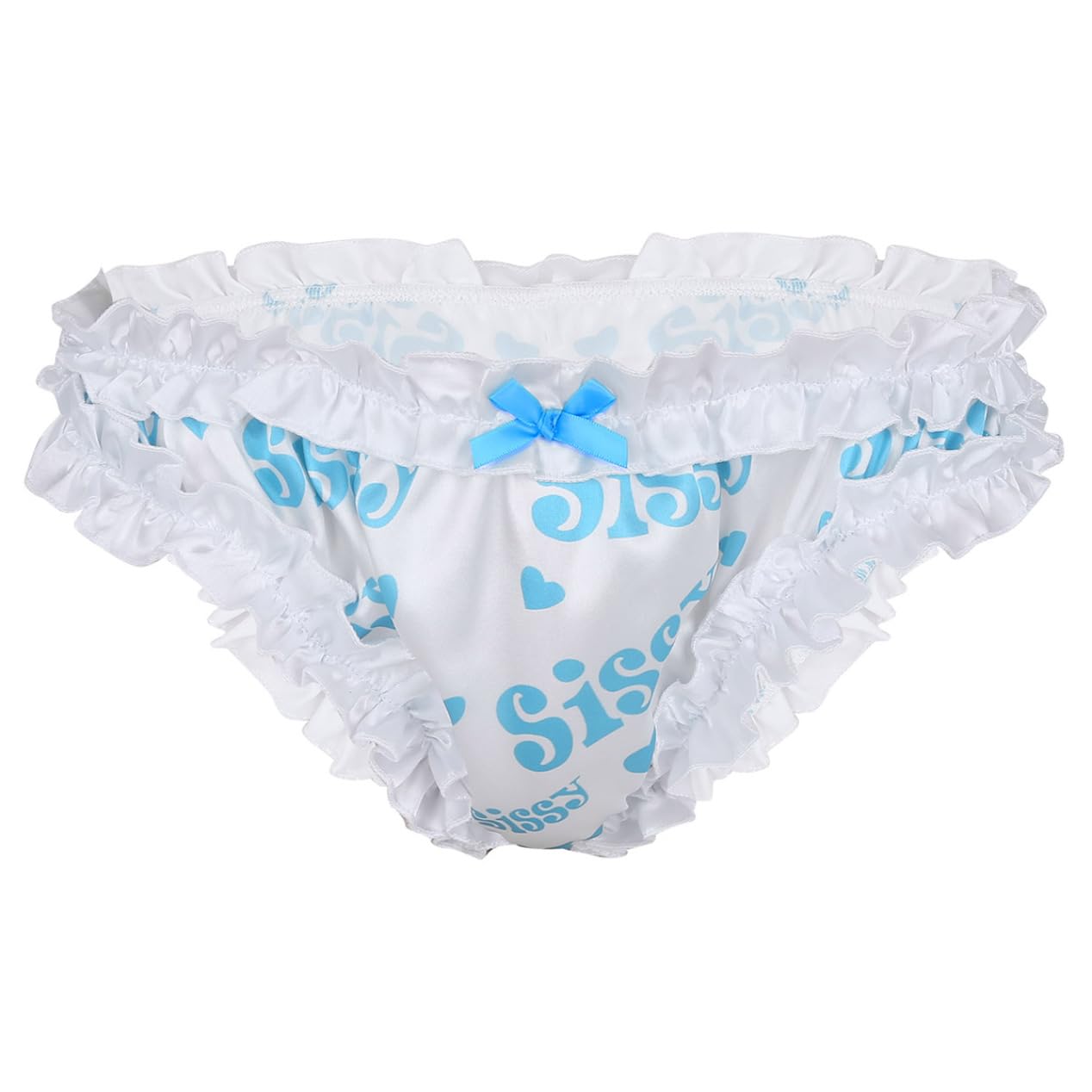inlzdzMen's Sissy Panties Satin Frilly Ruffled Thong Bikini Briefs Bloomers Sexy Crossdress Maid Underwear