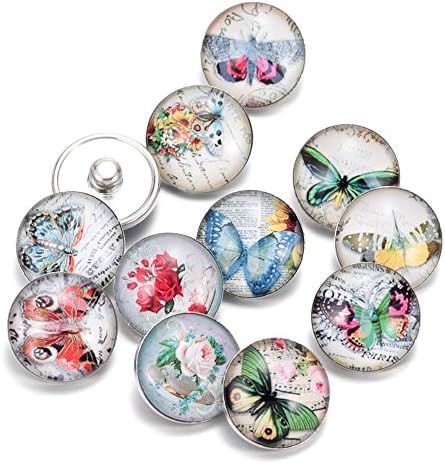 Ginooars Pack of 12pcs Butterfly Theme 20mm Snap Button Charms for Bracelets Jewelry Supplies image 4