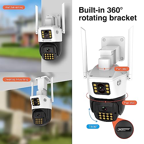 Image of VSTARCAM Dual Lens Outside Cameras for Home Security, 4MP Home Security Camera, Plug-in Camera Auto Tracking, Two-Way Talk, IP66 Waterproof, 24 /7 Record,SD /Cloud 04