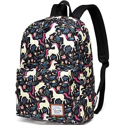 VASCHY Mochila Escolar Adolescente Chica Portátil 14 Pulgadas Unicornio Blanco Cover