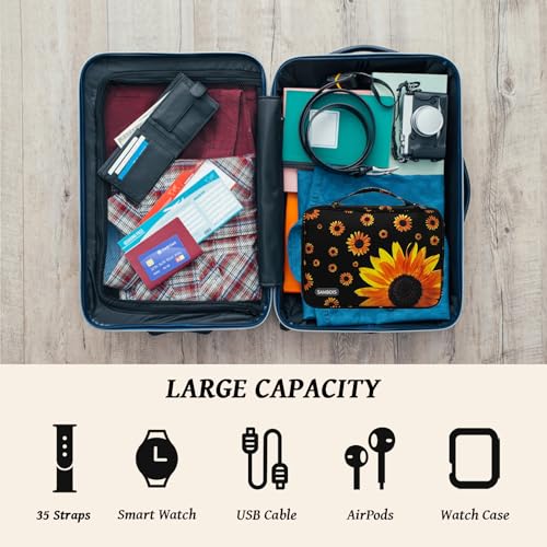 Sambois Watch Band Organizer Case for Apple Watch Band, Portable Bands Holder Organizer for 35 Straps, Travel Strap Storage Bag for iWatch Bands, Pin and Other Accessories Women (Sunflower) by Sambois - Image 7