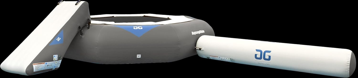 AQUAGLIDE Recoil Tramp- Inflatable AquaPark Trampoline with C- Deck, 14', Multicolor