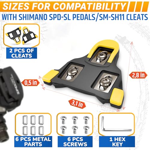 2 Pcs SPD SL Cleats – Road Bike Cleats for Cycling Shoes – Compatible with Shimano and Peloton Pedals, Spin Classes and Training, Wear-Resistant, Easy Installation for High Performance Riding