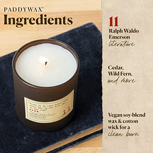 Paddywax Library Collection Ralph Waldo Emerson Scented Soy Wax Candle, 6.5-Ounce, Cedar & Wild Fern #TOP2