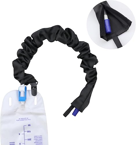 Miniatura 3 de Paquete de 2 fundas de tubo de catéter de satén, bolsas de catéter Foley, cubierta de tubo para ocultar y proteger la bolsa de drenaje de orina,