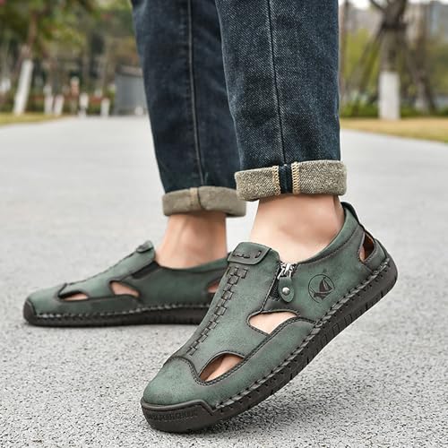 Mens Leather Sandals Hollow Closed Toe Summer Outdoor Casual Beach Shoes Casual Sports Sandals2