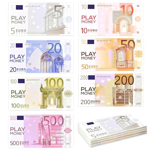 280 Stück Spielgeld Set Spielgeld Scheine für Spiel