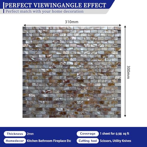 MOP Mini Mother of Pearl Tiles for Kitchen Backsplash, Sea Shell Mosaic Tile for Bathroom Wall Decor 10 Sheets 12x12.2 in Colorful