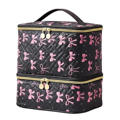 Organiseur de fournitures pour ongles compact - Étui élégant nœud noir pour manucure et voyage