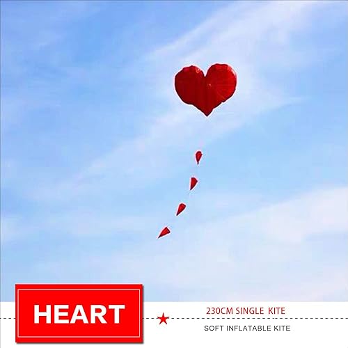 Miniatura 5 de TiffyDance Cometa en forma de corazón 3D súper grande de 47 pulgadas90 pulgadas para adultos, cometa inflable suave y enorme para adultos, deportes