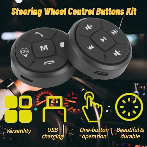 Image of Bluetooth Steering Wheel Control, Button Controller, USB Charging Car Multi-Function Steering Wheel Button Switch Control for Volume GPS Navigation Control
