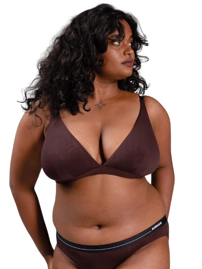 Image of &Circus PureSoft True Fit Triangle Non Padded Bra for Women | Deep Neck Plunge Bra for Women | Triangle Low Coverage Bra