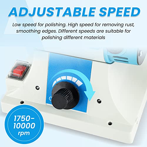 Baoshishan Bench Buffer Jewelry Polisher, With 3 Types Polishing Wheels, Variable Speed Benchtop Polishing Buffing Machine For Jewelry, Wood, Metal, Dental, Lathe, Jade (With Wheels 110V) #TOP4