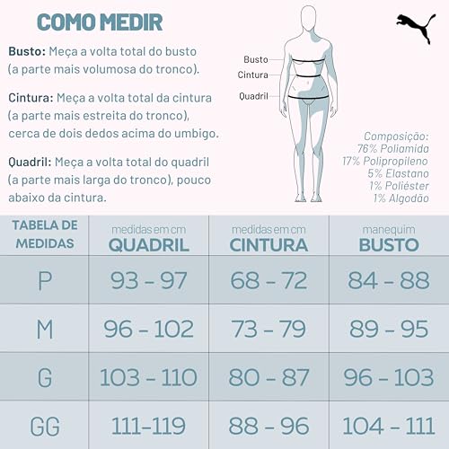 PUMA Calcinha Sem Costura Elástico 35mm Anatômica Confortável Toque Macio Adulto Feminina, Piscina,