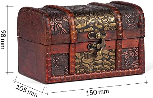 Set of 2 Decorative Rustic Wooden Colonial Style Diamond Checked Pirate Treasure Chest Trinket Boxes. 2 Graduated Boxes That Fit Inside Each Other Idea by Something Different,Multi Color,9120518