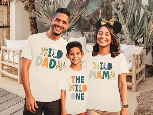 Family Trips Matching Shirts : Wild One Print Tee Safari Animal Theme Parent-Child Outfit4