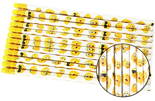 Classroom Capers 12 x Emoji Bleistifte | Kindergeburtstag ┃Mitgebsel┃Geschenk für die Klasse zum Schuljahresende | Füllen von Geschenktüten