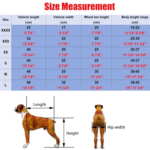 Chariot à 4 roues pour chat et chien avec support de rééducation complet