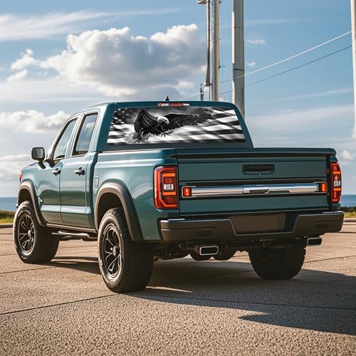 Image of Rear Window Decals for Trucks - 65x17.3 in Back Window American Flag Decals Fit Most Pickup Trucks SUV, Vinyl Back Window Decal Truck Rear Window Graphics for Personalized