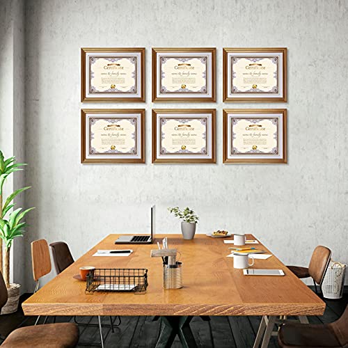 Mebrudy 8.5 X 11 Picture Frames With Mat, Gold 8.5X11 Document Certificate Diploma Award Photo Frame Set For Wall Or Tabletop Display, 6 Pack #TOP1