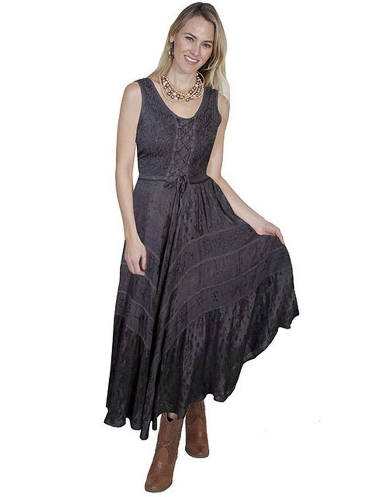 Scully Women's Women's Lace-Up Jacquard Midi Dress - HC118 X- US Charcoal
