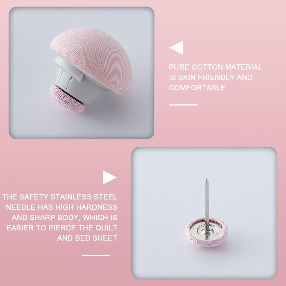 ZENHUB Mushroom Quilt Fixing Pins, Pink, Pack of 10, Duvet Cover Clips, Anti-Movement Bed Fasteners for Curtains and Cushions 3