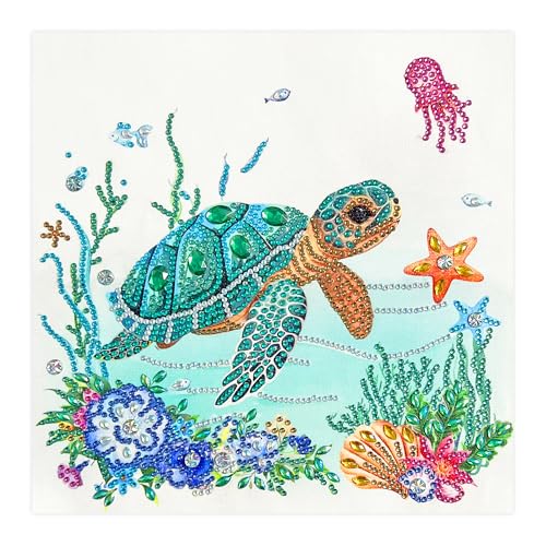 NPCSWXQ Diamond Art Kits for Adults Beginners Sea Turtle Animal Special Shape 5D Diamond Painting DIY Crystal Rhinestones Gem Art Painting Kits for Home Wall Bedroom or Office Decor Gift 12x12Inch